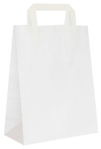 Sacs en papier blanc, poignée en papier plat