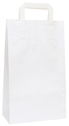 Sacs en papier blanc, poignée en papier plat
