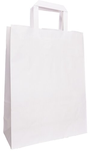 Sacs en papier blanc, poignée en papier plat