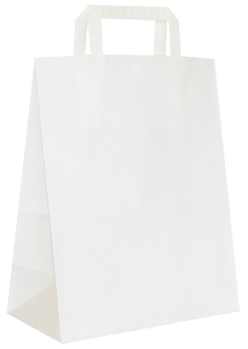 Sacs en papier blanc, poignée en papier plat