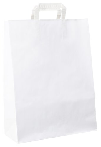 Sacs en papier blanc, poignée en papier plat