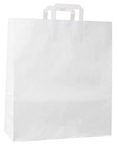 Sacs en papier blanc, poignée en papier plat