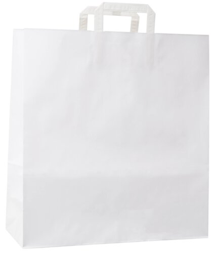 Sacs en papier blanc, poignée en papier plat