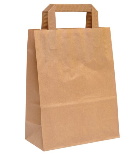 Sacs en papier brun, poignée en papier plat