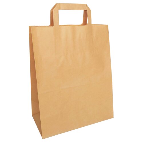 Sacs en papier brun, poignée en papier plat