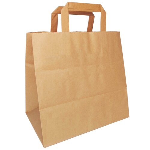 Sacs en papier brun, poignée en papier plat