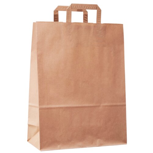 Sacs en papier brun, poignée en papier plat