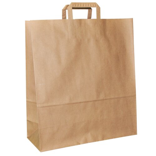 Sacs en papier brun, poignée en papier plat