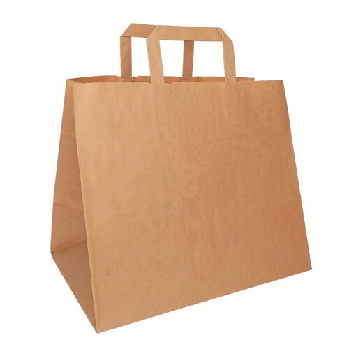 Sacs en papier brun, poignée en papier plat