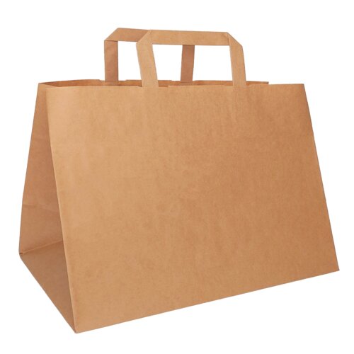 Sacs en papier brun, poignée en papier plat